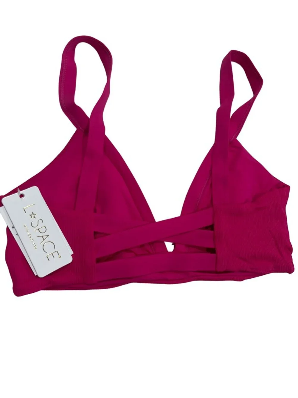 L*Space Ribbed Vera Bikini Top in Bougainvillea New Womens Swimsuit
